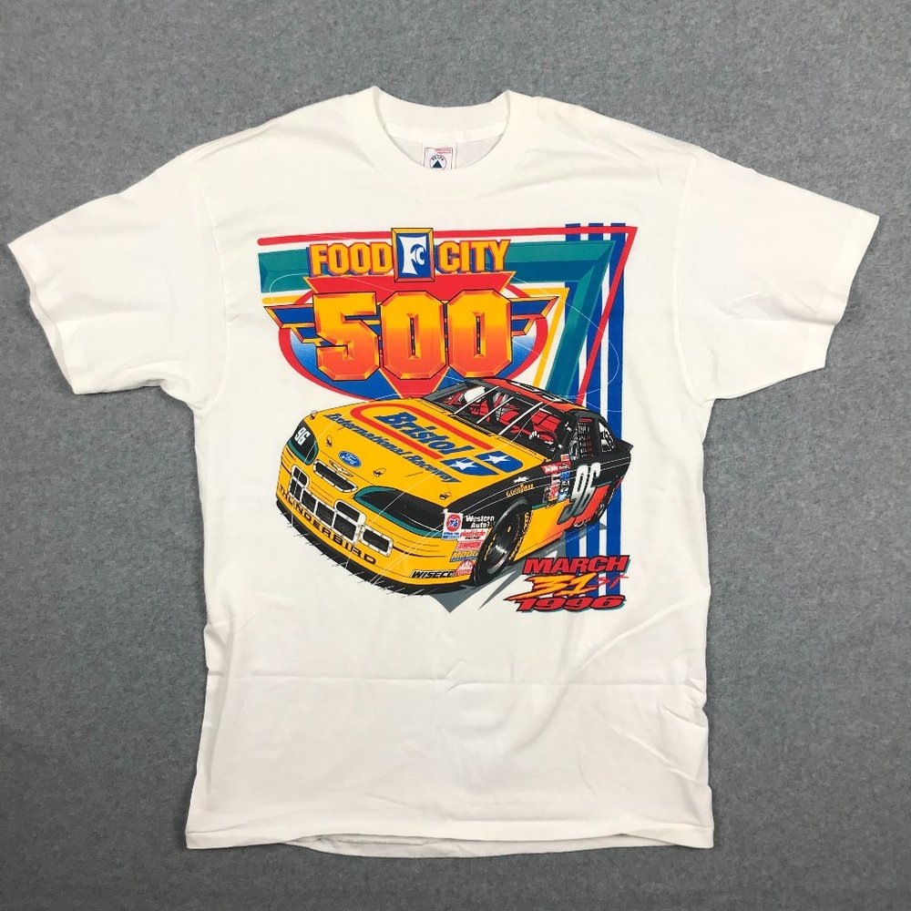 Vintage Delta Shirt Mens Large Short Sleeve Nascar Food City 500 Bristol 1996